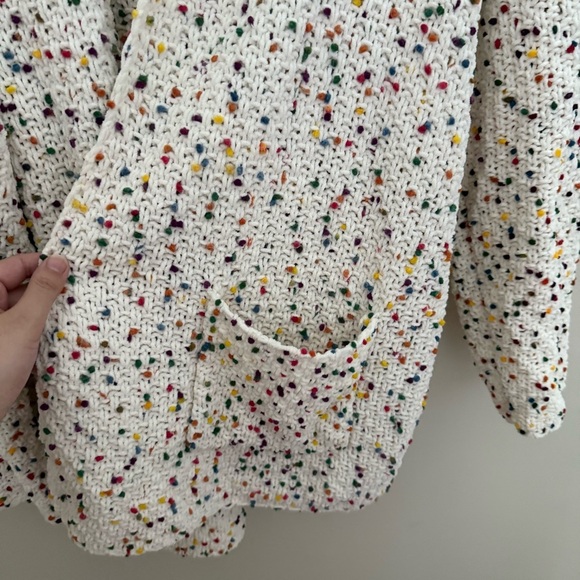 Francesca’s Mi Ami Colorful White Chenille Katie Confetti Long Cardigan - Picture 7 of 11